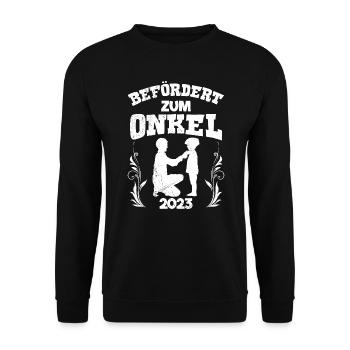 Befördert zum Onkel 2023 - Unisex Pullover - Schwarz - Vorne - Alina (178cm) & Michal (187cm)