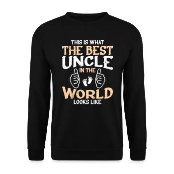 So sieht der beste Onkel der Welt aus - Unisex Pullover - Schwarz - Vorne - Alina (178cm) & Michal (187cm)