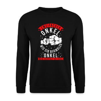 Zweifacher Onkel - Unisex Pullover - Schwarz - Vorne - Alina (178cm) & Michal (187cm)