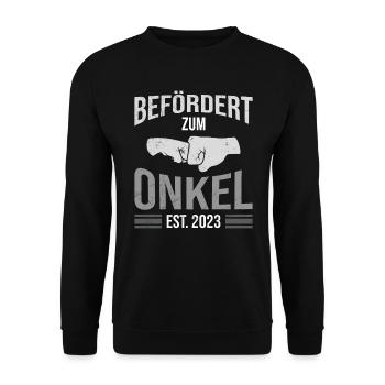 Befördert zum Onkel 2023 - Unisex Pullover - Schwarz - Vorne - Alina (178cm) & Michal (187cm)