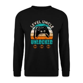 Level Onkel freigeschaltet Onkel - Unisex Pullover - Schwarz - Vorne - Alina (178cm) & Michal (187cm)