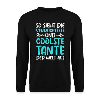 Die coole Tante verrückte Tante beste Tante - Unisex Pullover - Schwarz - Vorne - Alina (178cm) & Michal (187cm)