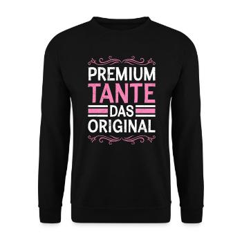 Premium Tante das Original Patentante Tante - Unisex Pullover - Schwarz - Vorne - Alina (178cm) & Michal (187cm)