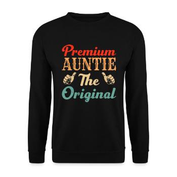 Premium Tante Das Original Super Tante Beste Tante - Unisex Pullover - Schwarz - Vorne - Alina (178cm) & Michal (187cm)