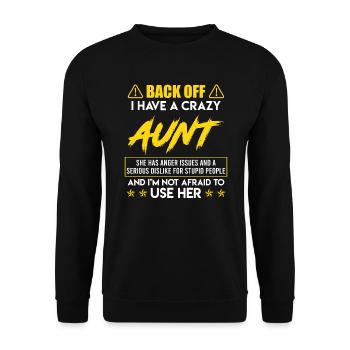Caution I have a crazy aunt super aunt - Unisex Sweatshirt - black - Front - Alina (178cm) & Michal (187cm)