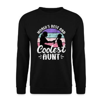 Coolest and Best Aunt in the World Uncle Aunt - Unisex Sweatshirt - black - Front - Alina (178cm) & Michal (187cm)