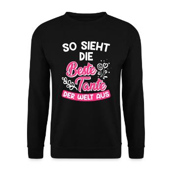 So sieht die Beste Tante der Welt aus Super Tante - Unisex Pullover - Schwarz - Vorne - Alina (178cm) & Michal (187cm)
