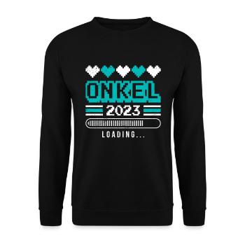 Onkel 2023 loading - Unisex Pullover - Schwarz - Vorne - Alina (178cm) & Michal (187cm)