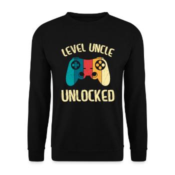 Level Onkel freigeschaltet Onkel - Unisex Pullover - Schwarz - Vorne - Alina (178cm) & Michal (187cm)