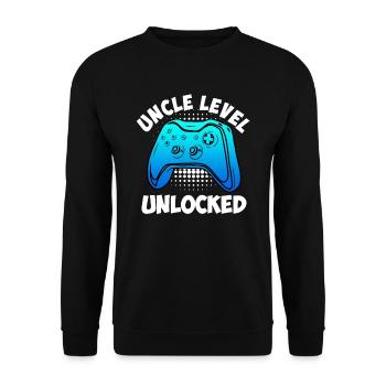 Onkel Level freigeschaltet Onkel - Unisex Pullover - Schwarz - Vorne - Alina (178cm) & Michal (187cm)