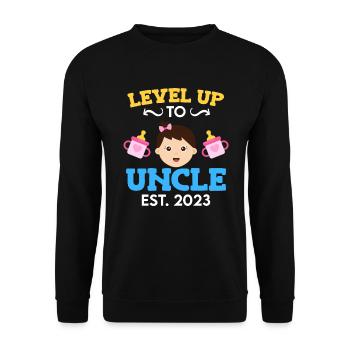 Level up to Uncle 2023 Uncle 2023 - Unisex Sweatshirt - black - Front - Alina (178cm) & Michal (187cm)