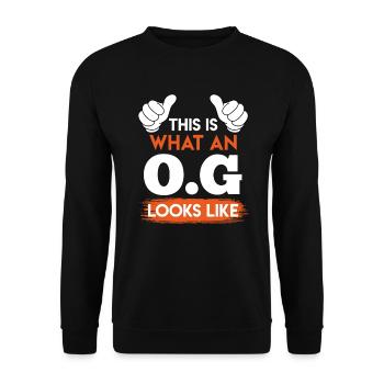 O.G. Onkel Gangster Onkel - Unisex Pullover - Schwarz - Vorne - Alina (178cm) & Michal (187cm)