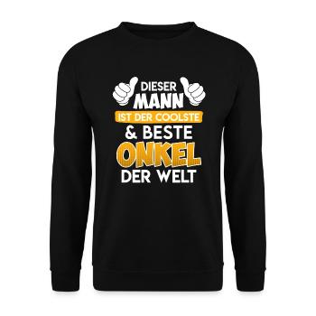 Der coolste Onkel der Welt Onkel Spruch - Unisex Pullover - Schwarz - Vorne - Alina (178cm) & Michal (187cm)