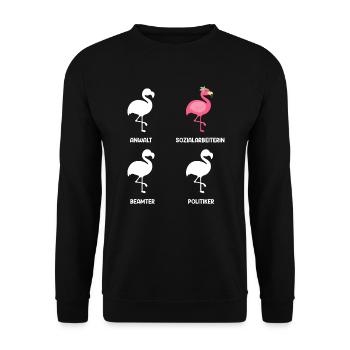Flamingo lawyer civil servant politician social worker - Unisex Sweatshirt - black - Front - Alina (178cm) & Michal (187cm)