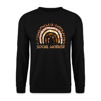Sozialarbeiter Regenbogen ich bin Sozialarbeiterin - Unisex Pullover - Schwarz - Vorne - Alina (178cm) & Michal (187cm)