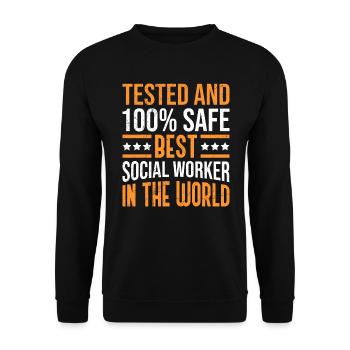 Tested and sure the best social worker - Unisex Sweatshirt - black - Front - Alina (178cm) & Michal (187cm)