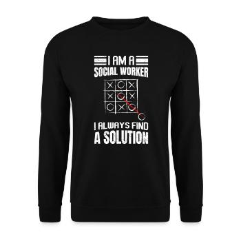 Je trouve toujours une solution Je suis travailleur social - Sweat-shirt Unisexe - noir - Devant - Alina (178cm) & Michal (187cm)