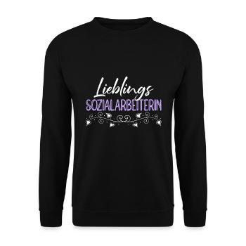 Betreuerin du bist die beste Sozialarbeiterin - Unisex Pullover - Schwarz - Vorne - Alina (178cm) & Michal (187cm)