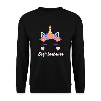 Ich bin einzigartig ich bin Sozialarbeiter - Unisex Pullover - Schwarz - Vorne - Alina (178cm) & Michal (187cm)