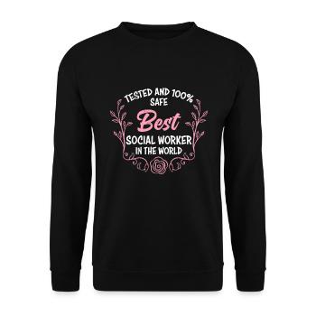 Tested and safe I am a social worker - Unisex Sweatshirt - black - Front - Alina (178cm) & Michal (187cm)