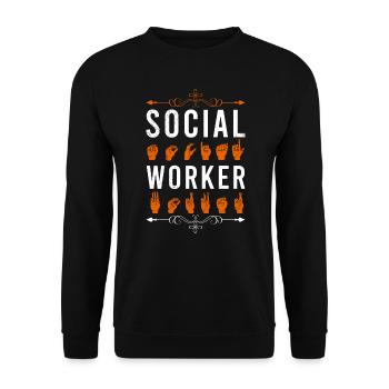 Sign language I am a social worker - Unisex Sweatshirt - black - Front - Alina (178cm) & Michal (187cm)