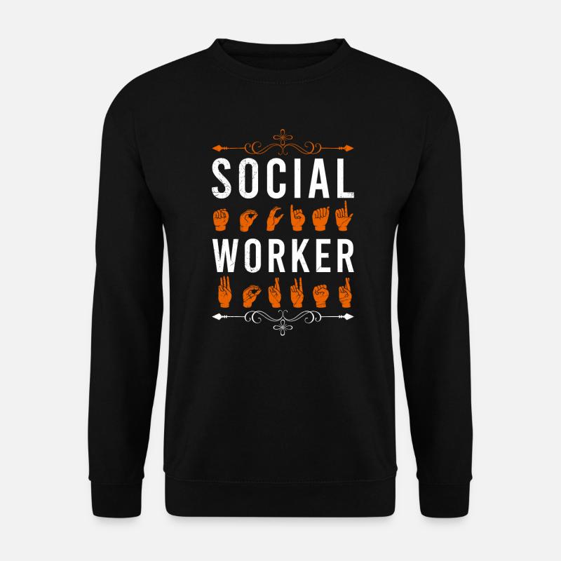 Gebärdensprache Ich bin Sozialarbeiter - Unisex Pullover - Schwarz