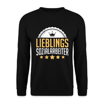 Betreuer Du bist mein liebster Sozialarbeiter - Unisex Pullover - Schwarz - Vorne - Alina (178cm) & Michal (187cm)
