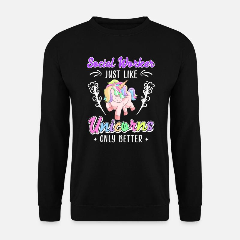 Wie Einhörner nur besser Sozialarbeiterin - Unisex Pullover - Schwarz