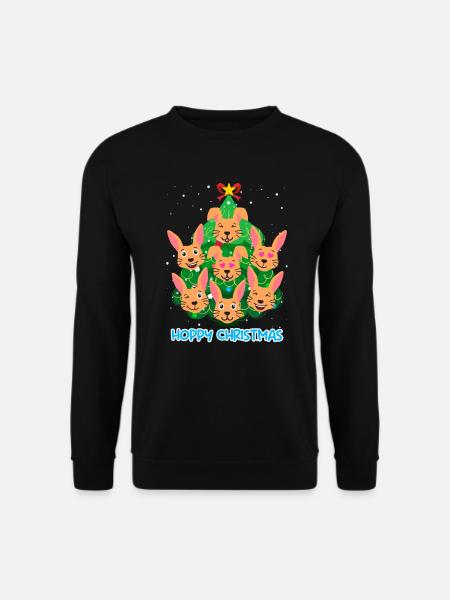 Hoppy Christmas Hase Kaninchen Weihnachten - Unisex Pullover - Schwarz