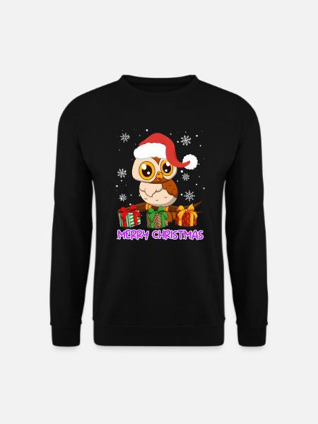 Frohe Weihnachten Eule Weihnachten - Unisex Pullover - Schwarz