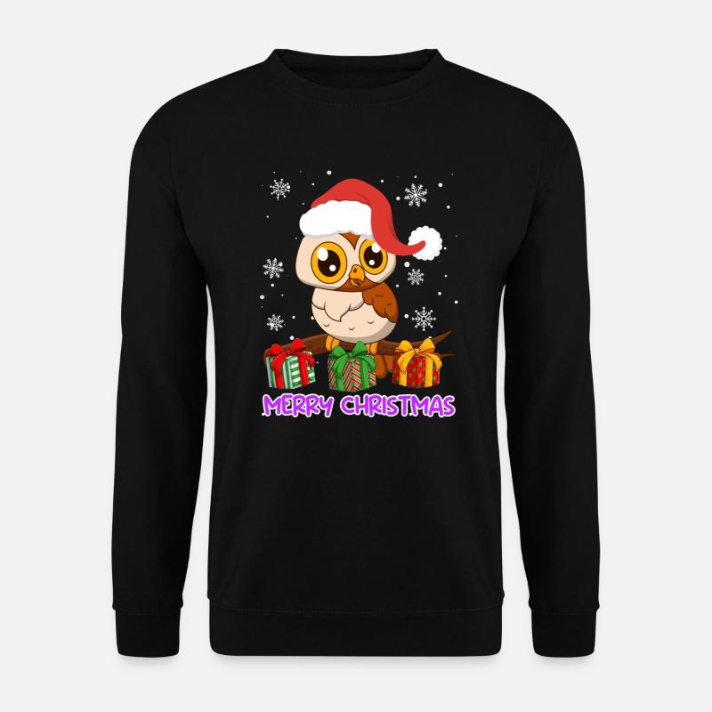 Frohe Weihnachten Eule Weihnachten - Unisex Pullover - Schwarz