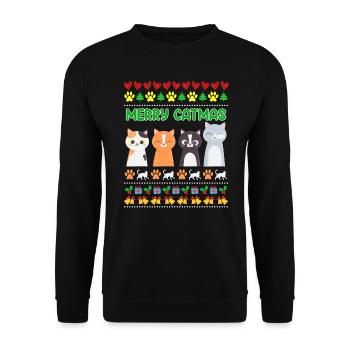 Miaou Noël moche Noël Weihnachten - Sweat-shirt Unisexe - noir - Devant - Alina (178cm) & Michal (187cm)