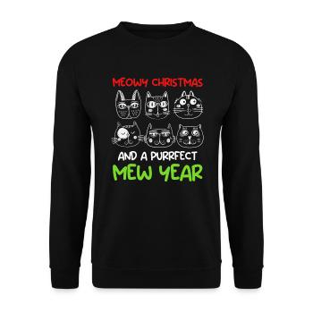 Miaou de Noël et un chat purrfect année - Sweat-shirt Unisexe - noir - Devant - Alina (178cm) & Michal (187cm)