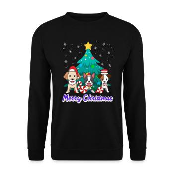 Chiens Noël Joyeux Noël Propriétaires de chiens - Sweat-shirt Unisexe - noir - Devant - Alina (178cm) & Michal (187cm)