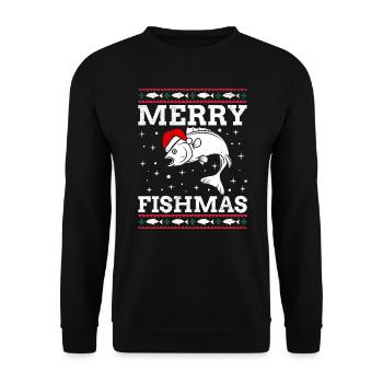 Laid Noël Pêcheur Poisson Pêcheur Noël - Sweat-shirt Unisexe - noir - Devant - Alina (178cm) & Michal (187cm)