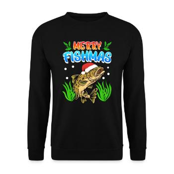 Trout Angler Joyeux Fishmas Angler Noël - Sweat-shirt Unisexe - noir - Devant - Alina (178cm) & Michal (187cm)