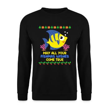 May all you Fischmas wishes come true Aquarium - Unisex Sweatshirt - black - Front - Alina (178cm) & Michal (187cm)