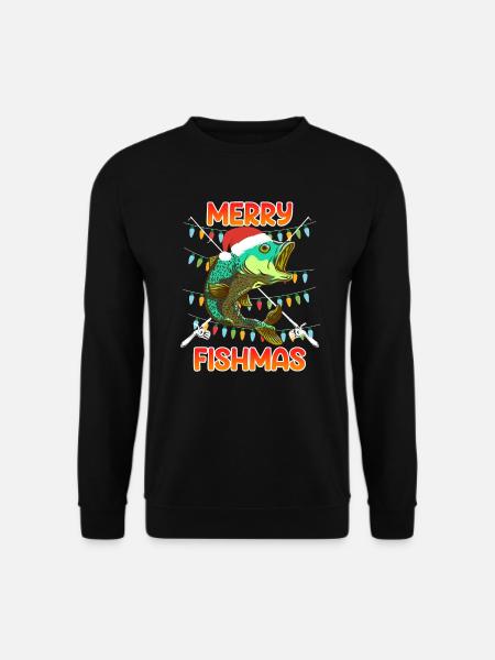 Angler Weihnachten Merry Fishmas Fisch - Unisex Pullover - Schwarz
