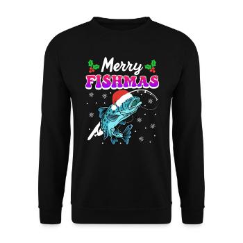 Merry Fishmas Angler Christmas Angel - Unisex Sweatshirt - black - Front - Alina (178cm) & Michal (187cm)