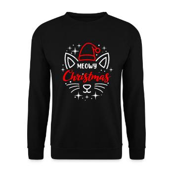 Miaou Noël Chat de Noël Propriétaire Nicholas - Sweat-shirt Unisexe - noir - Devant - Alina (178cm) & Michal (187cm)