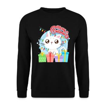 Merry Catmas Cats Children - Unisex Sweatshirt - black - Front - Alina (178cm) & Michal (187cm)