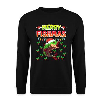 Niklaus Fish Noël Joyeux Fishmas - Sweat-shirt Unisexe - noir - Devant - Alina (178cm) & Michal (187cm)