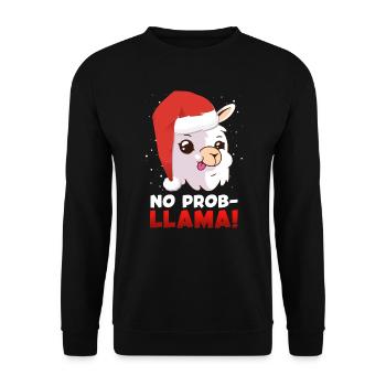 No Prob LLama Lampa Alpaca Christmas - Unisex Sweatshirt - black - Front - Alina (178cm) & Michal (187cm)
