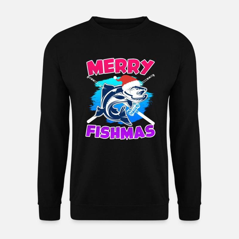 Merry Fishmas Fishing - Unisex Pullover - Schwarz