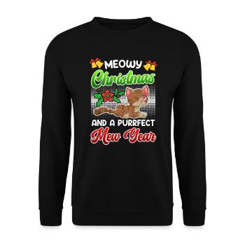 Miaou de Noël et une année purrfect - Sweat-shirt Unisexe - noir - Devant - Alina (178cm) & Michal (187cm)