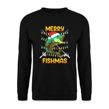 Pêcheur Noël Joyeux poisson Poisson - Sweat-shirt Unisexe - noir - Devant - Alina (178cm) & Michal (187cm)