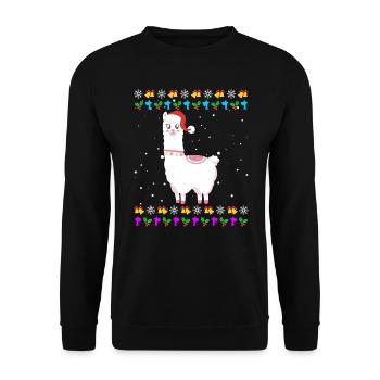 Noël moche Lama Alpaga Noël - Sweat-shirt Unisexe - noir - Devant - Alina (178cm) & Michal (187cm)