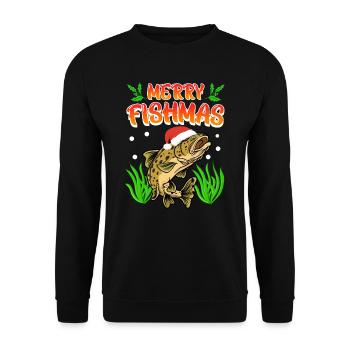 Trout Angler Joyeux Fishmas Angler Noël - Sweat-shirt Unisexe - noir - Devant - Alina (178cm) & Michal (187cm)