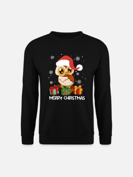 Frohe Weihnachten Eule Weihnachten - Unisex Pullover - Schwarz