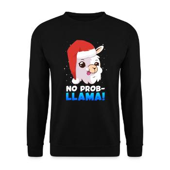 No Prob LLama Lampa Alpaca Christmas - Unisex Sweatshirt - black - Front - Alina (178cm) & Michal (187cm)